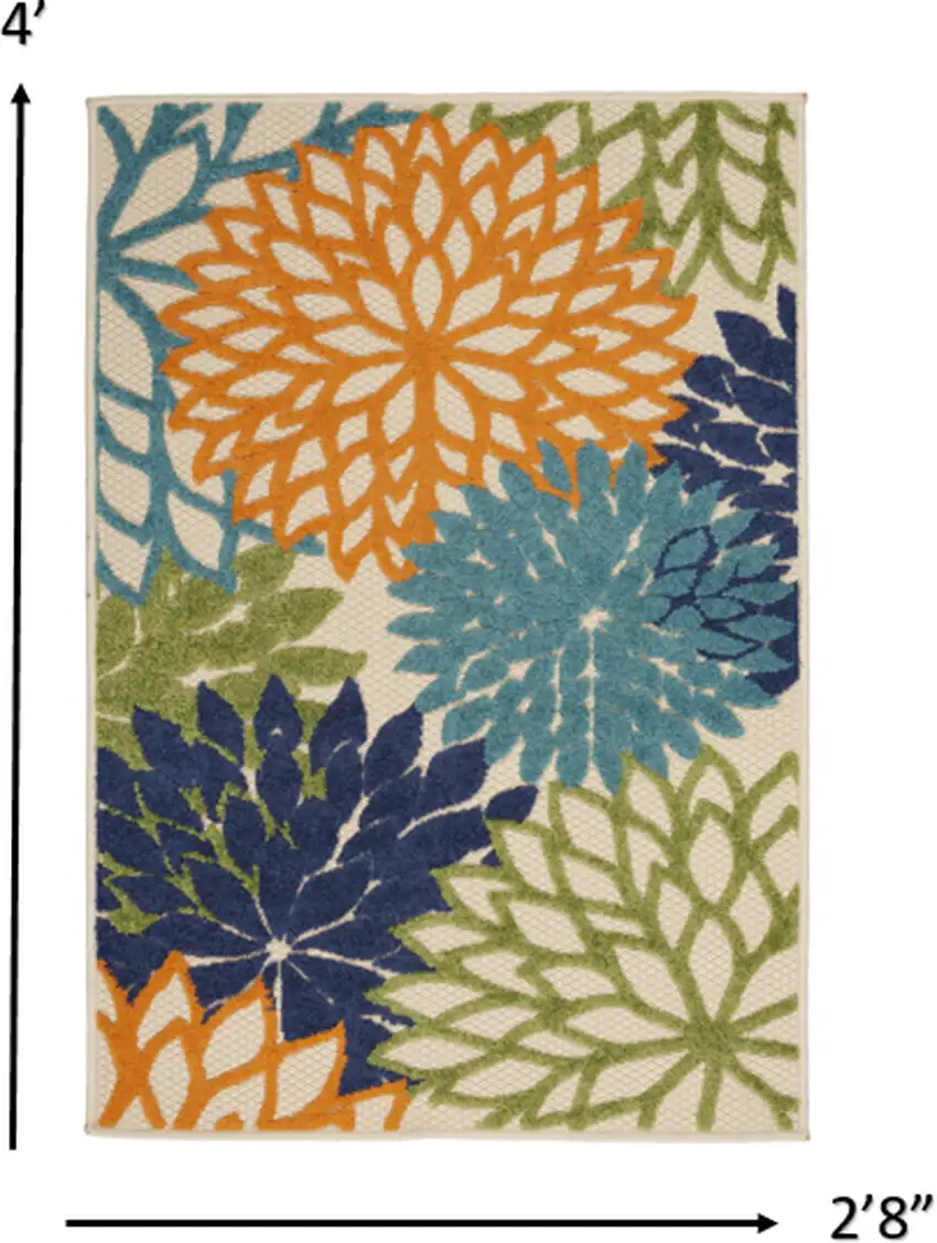 Orange Floral Outdoor Area Rug Photo 5