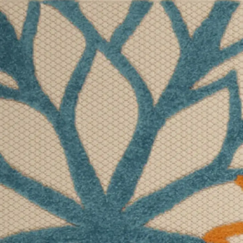 Ivory And Blue Floral Indoor Outdoor Area Rug Photo 4