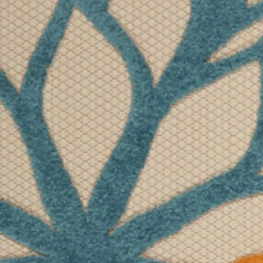 Ivory And Blue Floral Indoor Outdoor Area Rug Photo 3