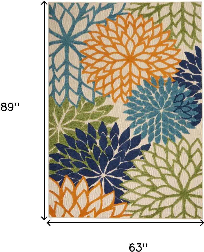 Ivory And Blue Indoor Outdoor Area Rug Photo 9