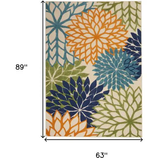 Ivory And Blue Indoor Outdoor Area Rug Photo 9