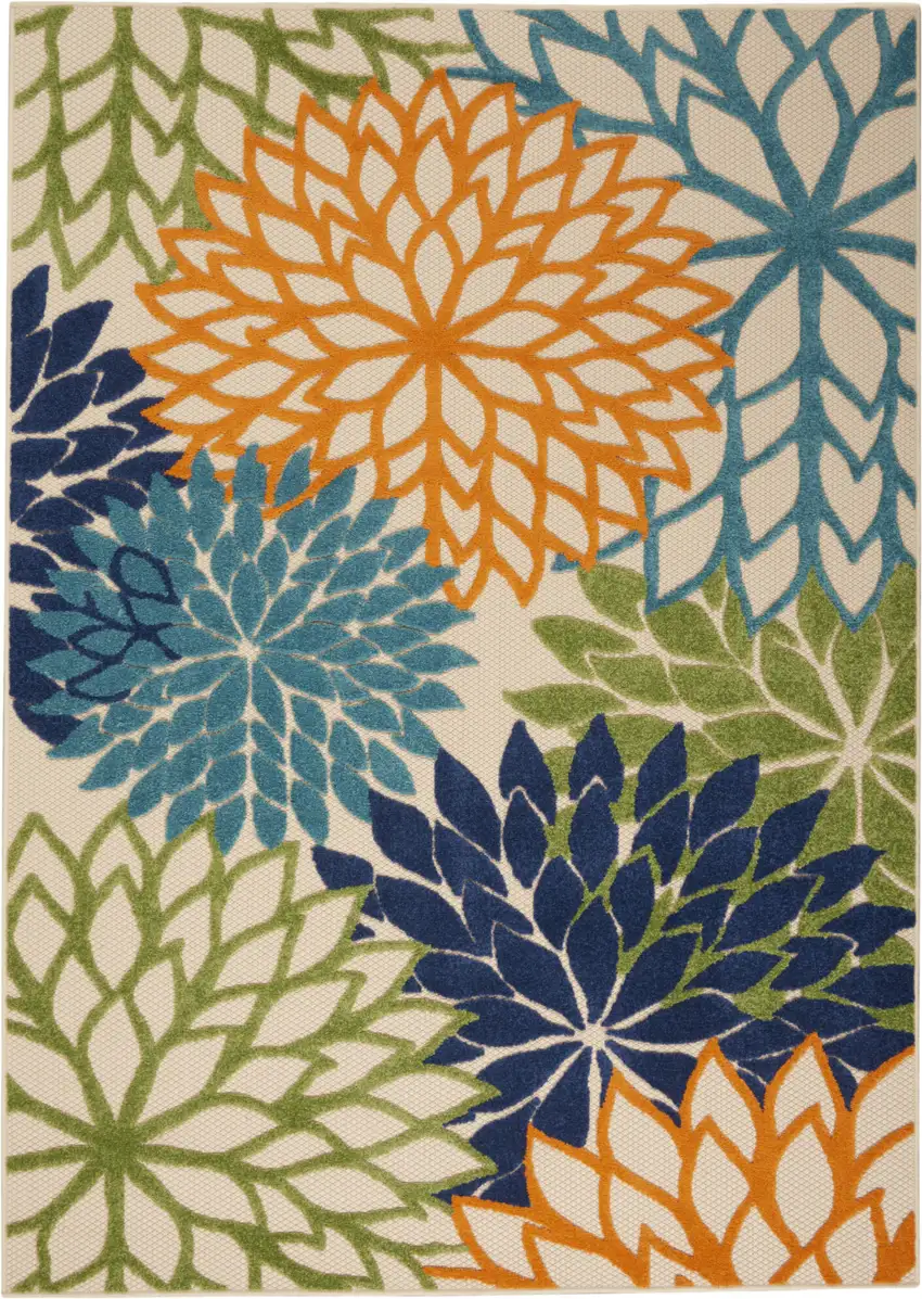 Ivory And Blue Indoor Outdoor Area Rug Photo 7