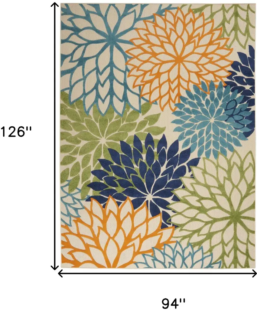 Ivory And Blue Floral Indoor Outdoor Area Rug Photo 3
