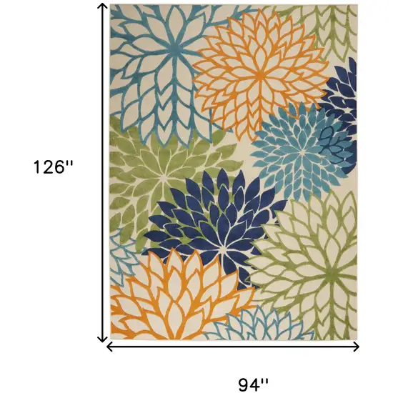 Ivory And Blue Floral Indoor Outdoor Area Rug Photo 3