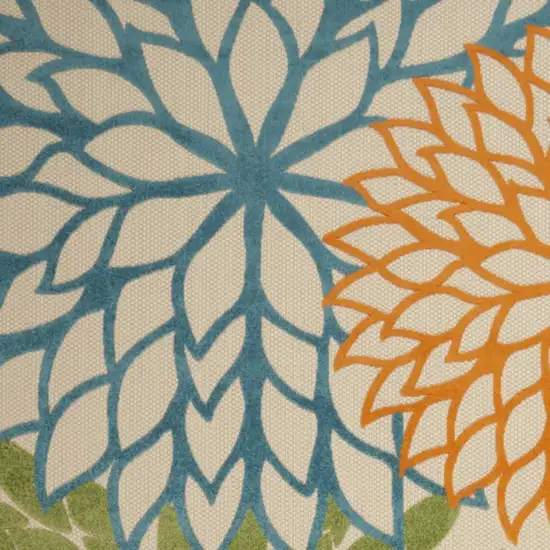 Ivory And Blue Indoor Outdoor Area Rug Photo 4