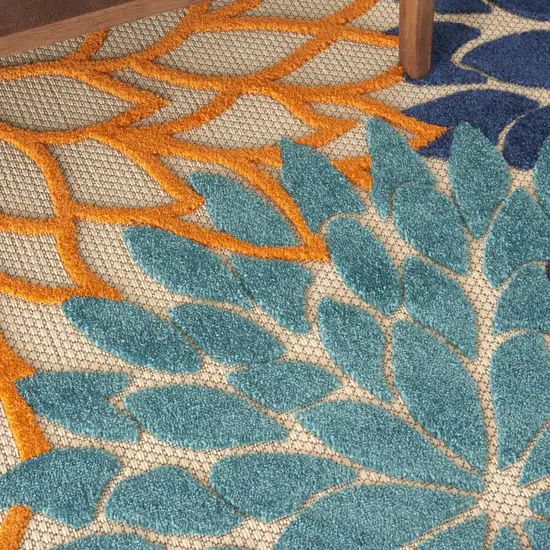 Ivory And Blue Indoor Outdoor Area Rug Photo 9