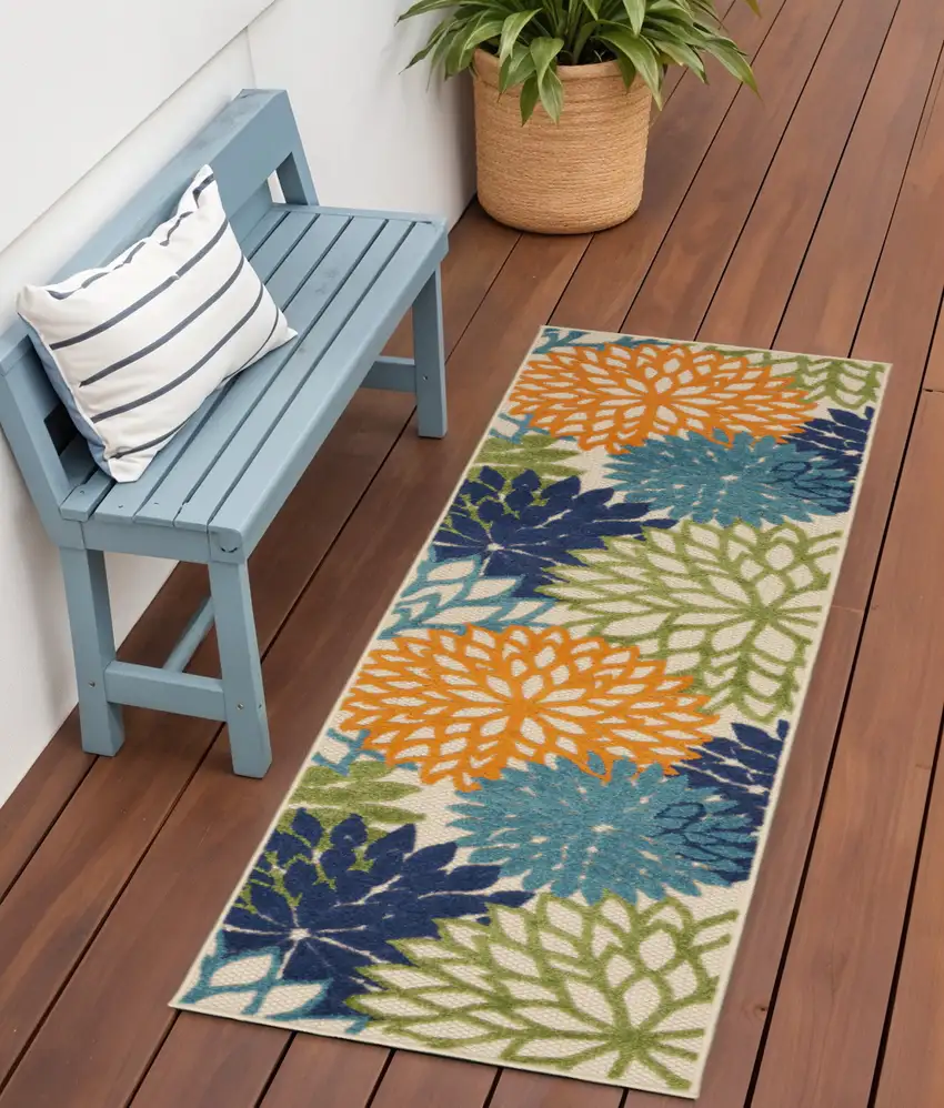 Multicolor Floral Indoor Outdoor Area Rug Photo 1