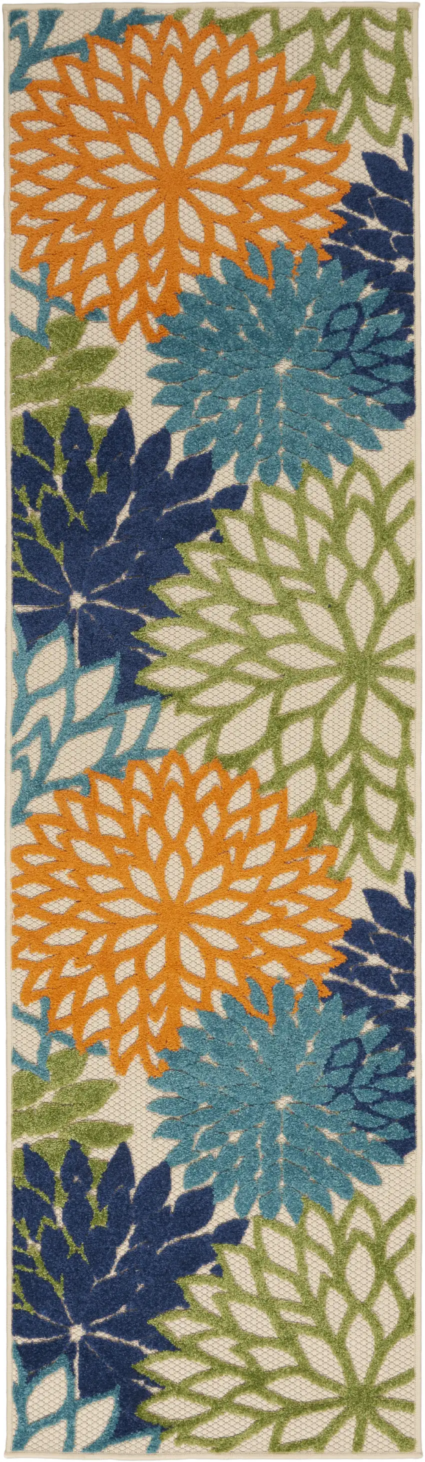 Ivory And Blue Floral Indoor Outdoor Area Rug Photo 1