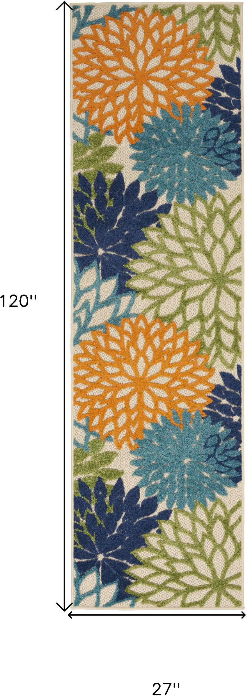 Ivory And Blue Floral Indoor Outdoor Area Rug Photo 8