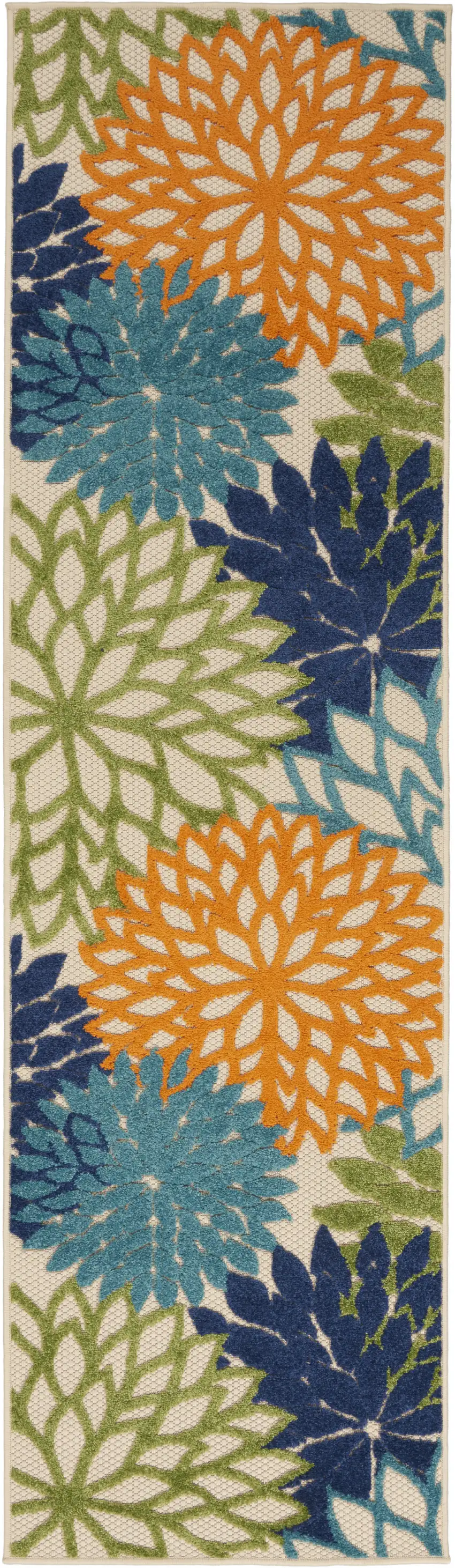 Ivory And Blue Floral Indoor Outdoor Area Rug Photo 5