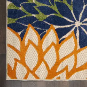 Photo of Orange Floral Outdoor Runner Rug