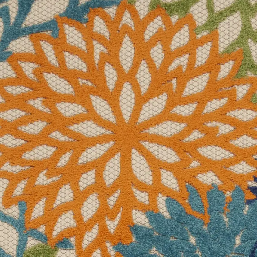 8' Ivory And Blue Indoor Outdoor Area Rug Photo 3