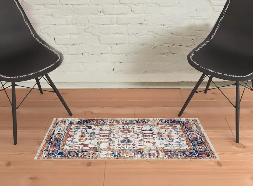 Orange Floral Power Loom Area Rug Photo 3