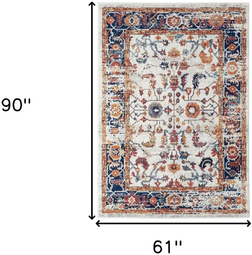Orange Floral Power Loom Area Rug Photo 7