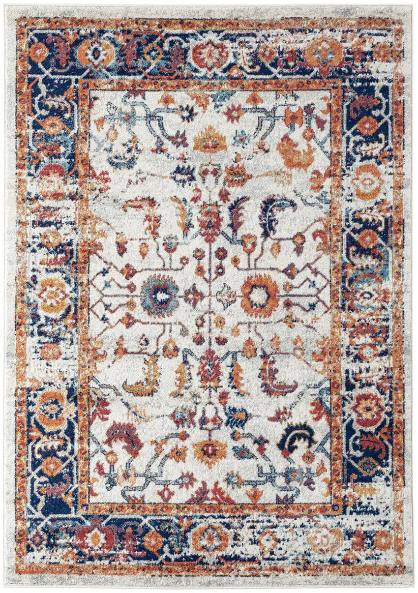 Orange Floral Power Loom Area Rug Photo 1