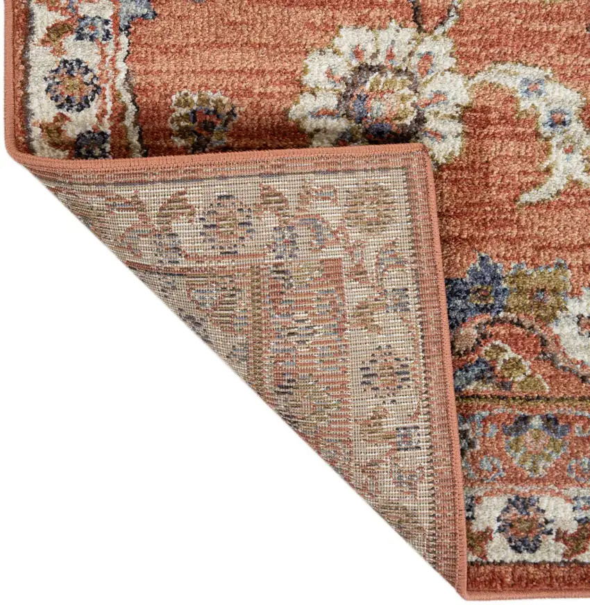 Orange Floral Power Loom Area Rug Photo 6