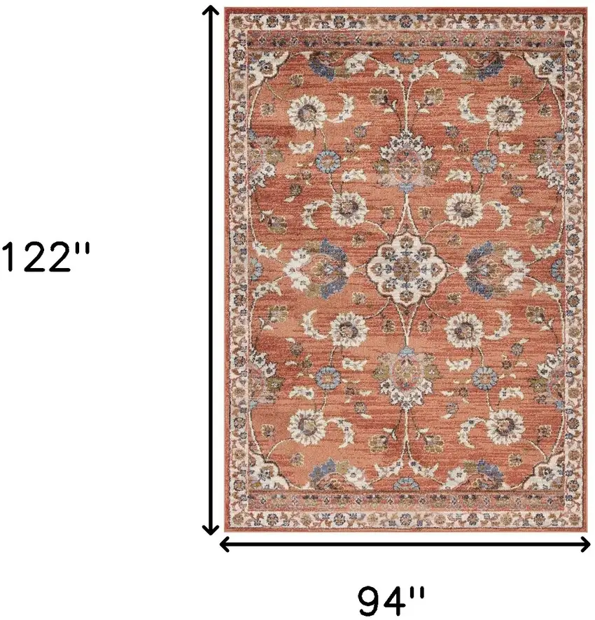 Orange Floral Power Loom Area Rug Photo 8