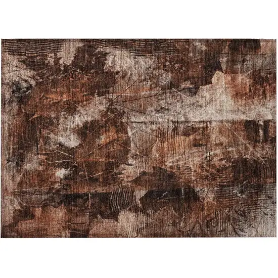 Orange Floral Washable Non Skid Indoor Outdoor Area Rug Photo 3