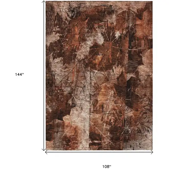 Orange Floral Washable Non Skid Indoor Outdoor Area Rug Photo 7