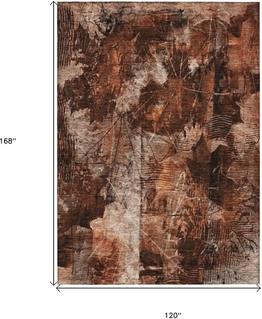 Orange Floral Washable Non Skid Indoor Outdoor Area Rug Photo 3