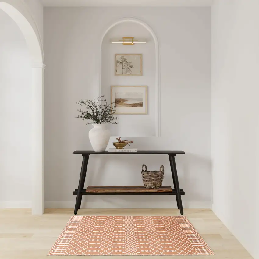 Orange Geometric Area Rug Photo 3
