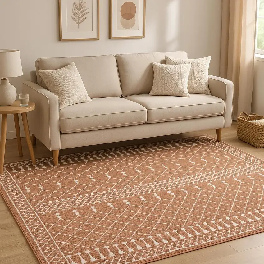Orange Geometric Area Rug Photo 1