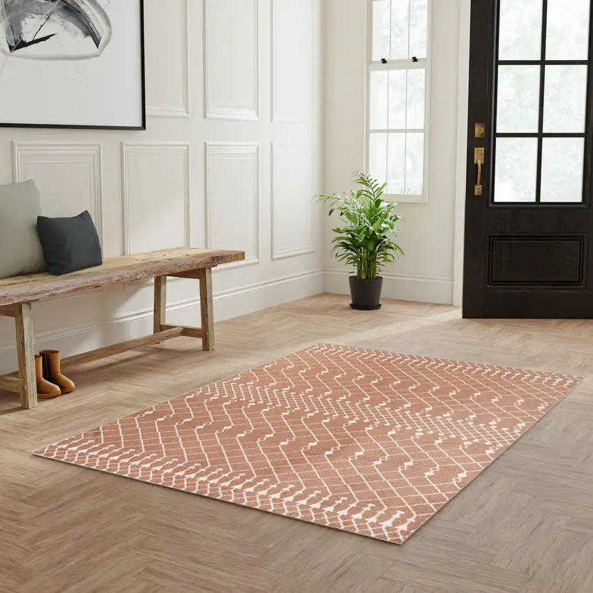 Orange Geometric Area Rug Photo 3