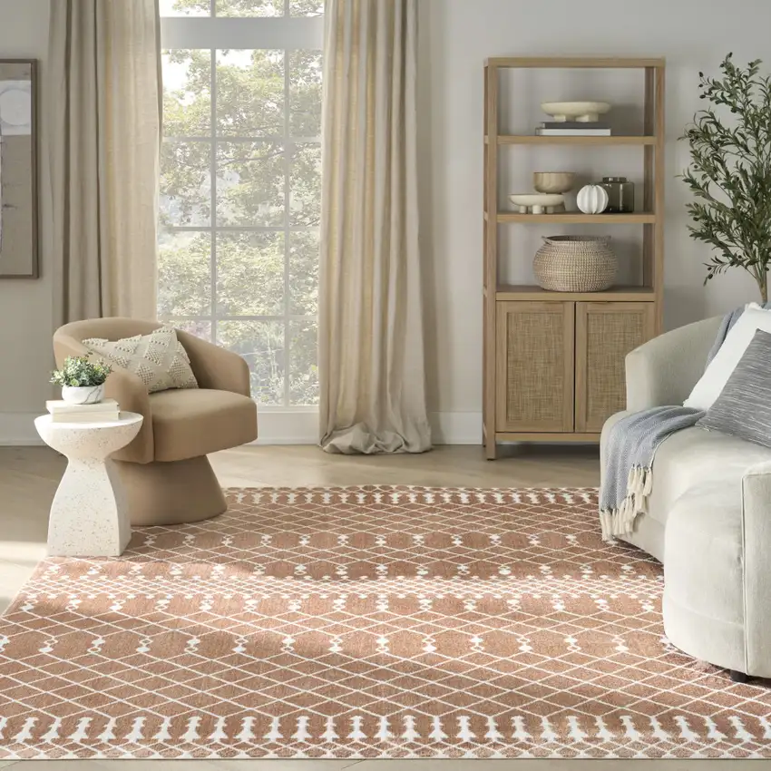 Orange Geometric Area Rug Photo 4