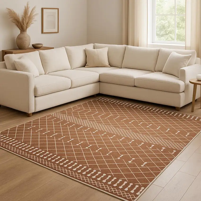 Orange Geometric Area Rug Photo 1