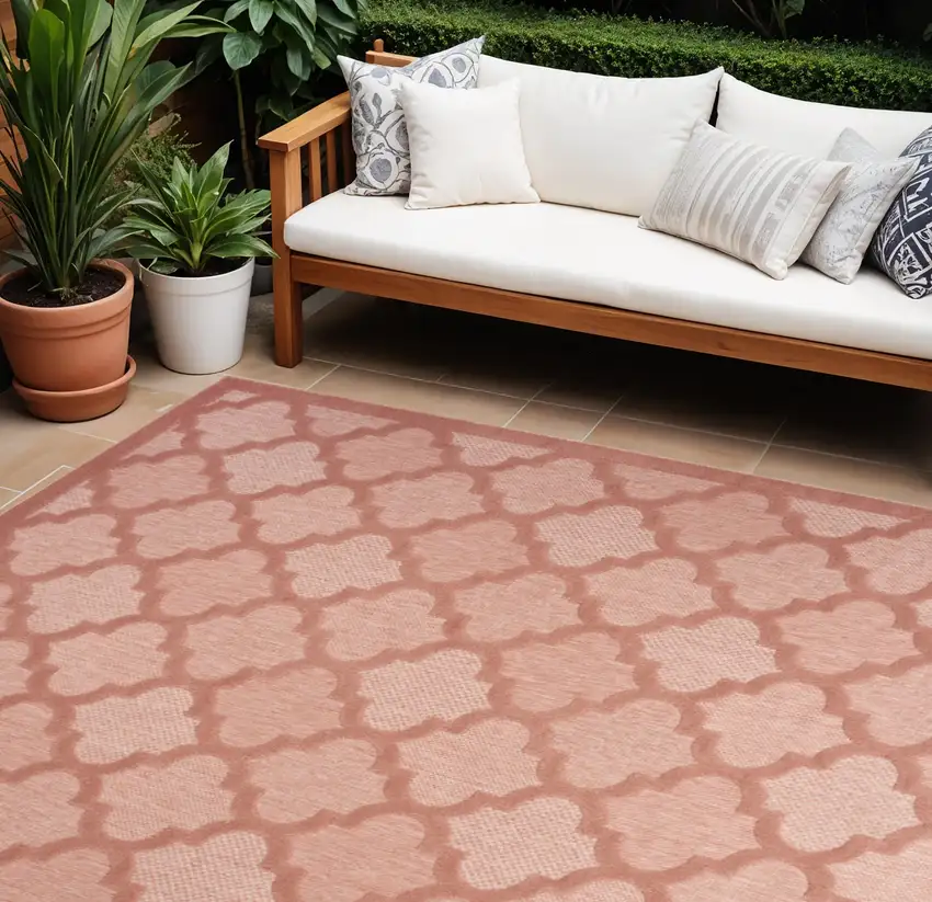 Coral Orange Indoor Outdoor Area Rug Photo 1