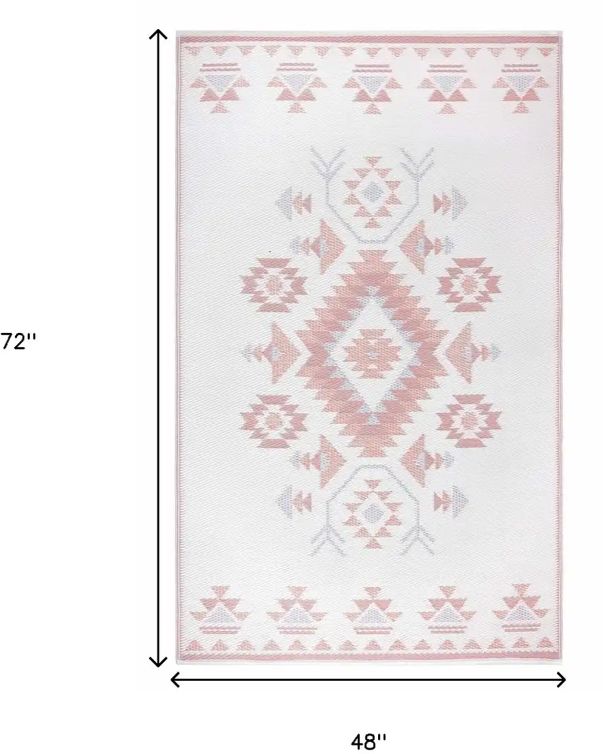 Orange Geometric Indoor Outdoor Area Rug Photo 3