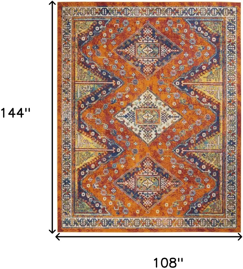 Orange Blue And Yellow Geometric Area Rug Photo 3