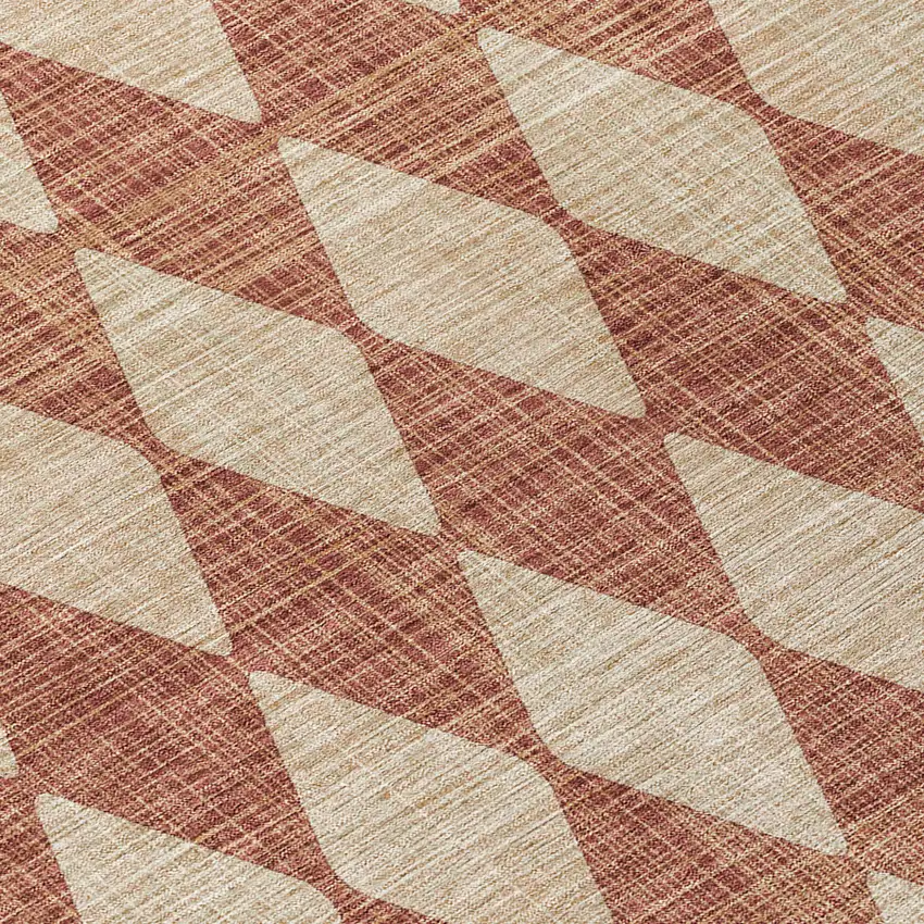 Orange And Copper Geometric Washable Indoor Outdoor Area Rug Photo 6