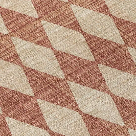 Orange And Copper Geometric Washable Indoor Outdoor Area Rug Photo 6