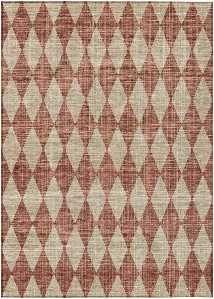 Orange Geometric Washable Indoor Outdoor Area Rug Photo 2
