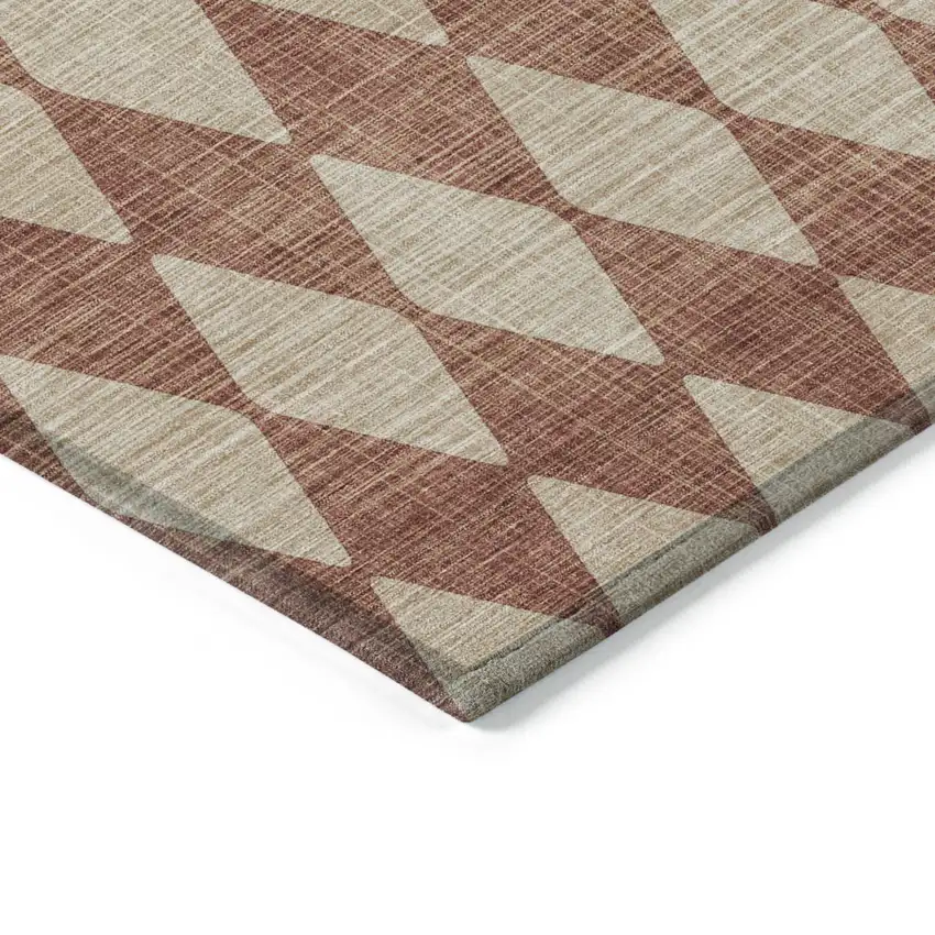 Orange And Copper Geometric Washable Indoor Outdoor Area Rug Photo 4