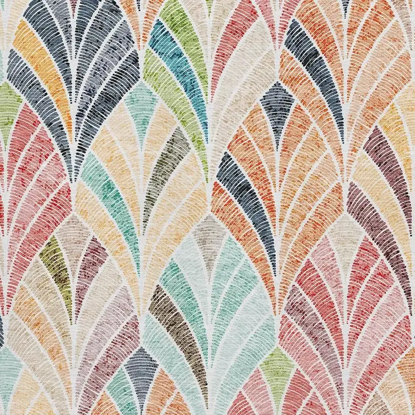 Orange Gold And Blue Geometric Washable Area Rug With UV Protection Photo 3