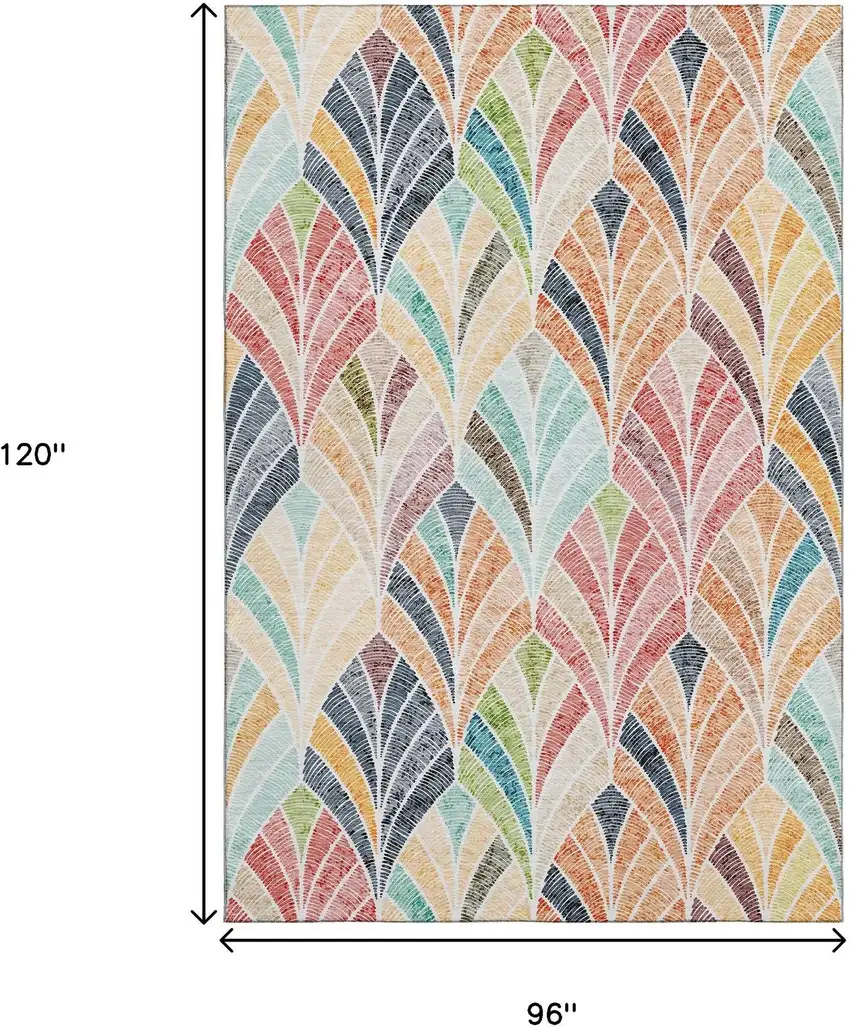 Orange Gold And Blue Geometric Washable Area Rug With UV Protection Photo 3