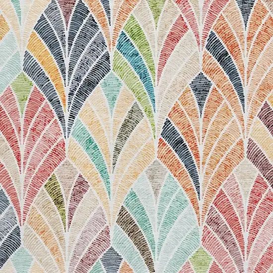 Orange Gold And Blue Geometric Washable Area Rug With UV Protection Photo 3