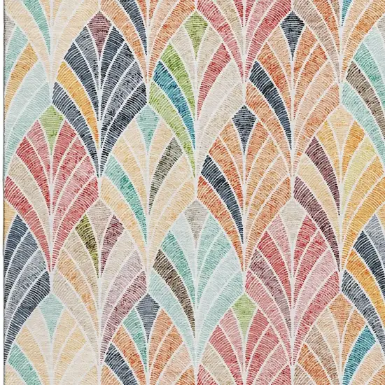 Orange Gold And Blue Geometric Washable Area Rug With UV Protection Photo 4