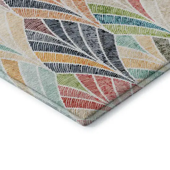 Orange Gold And Blue Geometric Washable Area Rug With UV Protection Photo 8