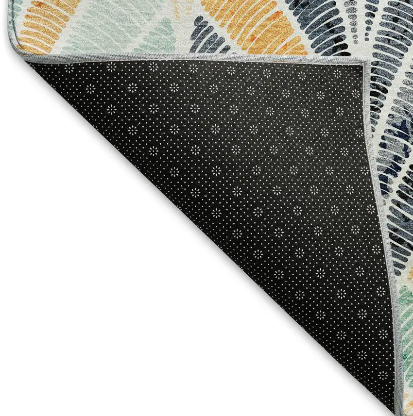 Orange Gold And Blue Geometric Washable Area Rug With UV Protection Photo 7