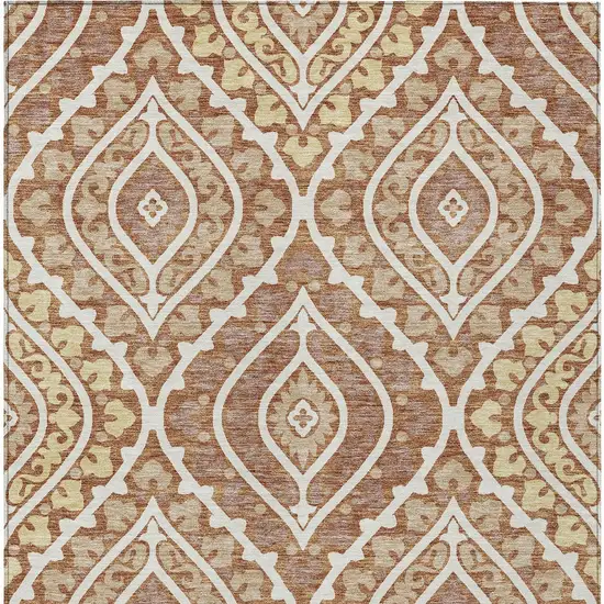 Orange Gold And Ivory Floral Washable Indoor Outdoor Area Rug Photo 7