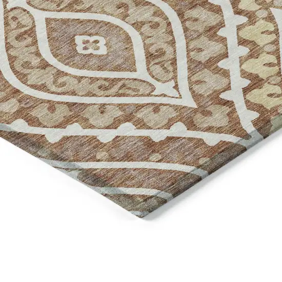 Orange Gold And Ivory Floral Washable Indoor Outdoor Area Rug Photo 4