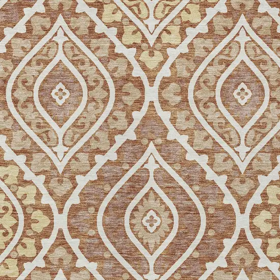 Orange Gold And Ivory Floral Washable Indoor Outdoor Area Rug Photo 6