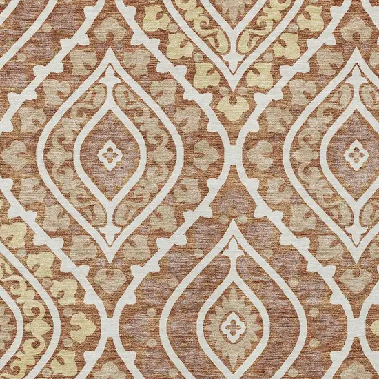 Orange Gold And Ivory Floral Washable Indoor Outdoor Area Rug Photo 5