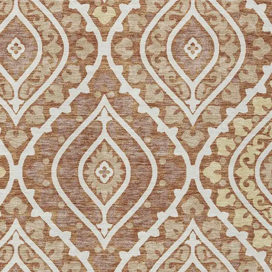 Orange Gold And Ivory Floral Washable Indoor Outdoor Area Rug Photo 5