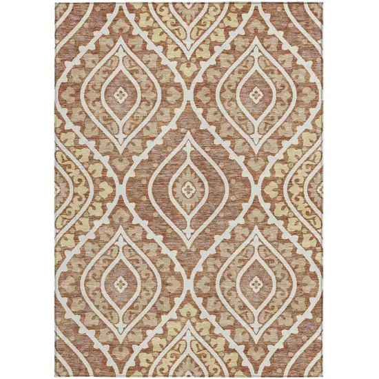 Orange Gold And Ivory Floral Washable Indoor Outdoor Area Rug Photo 6