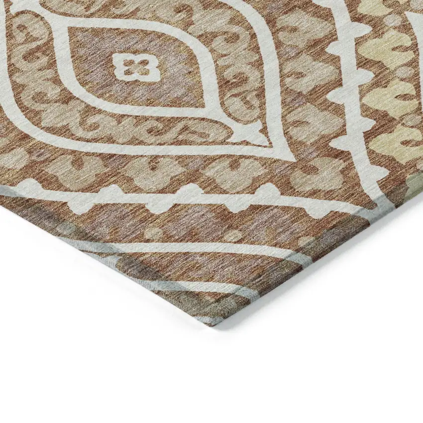 Orange Gold And Ivory Floral Washable Indoor Outdoor Area Rug Photo 3