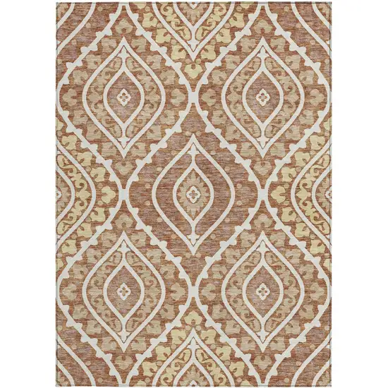 Orange Gold And Ivory Floral Washable Indoor Outdoor Area Rug Photo 6
